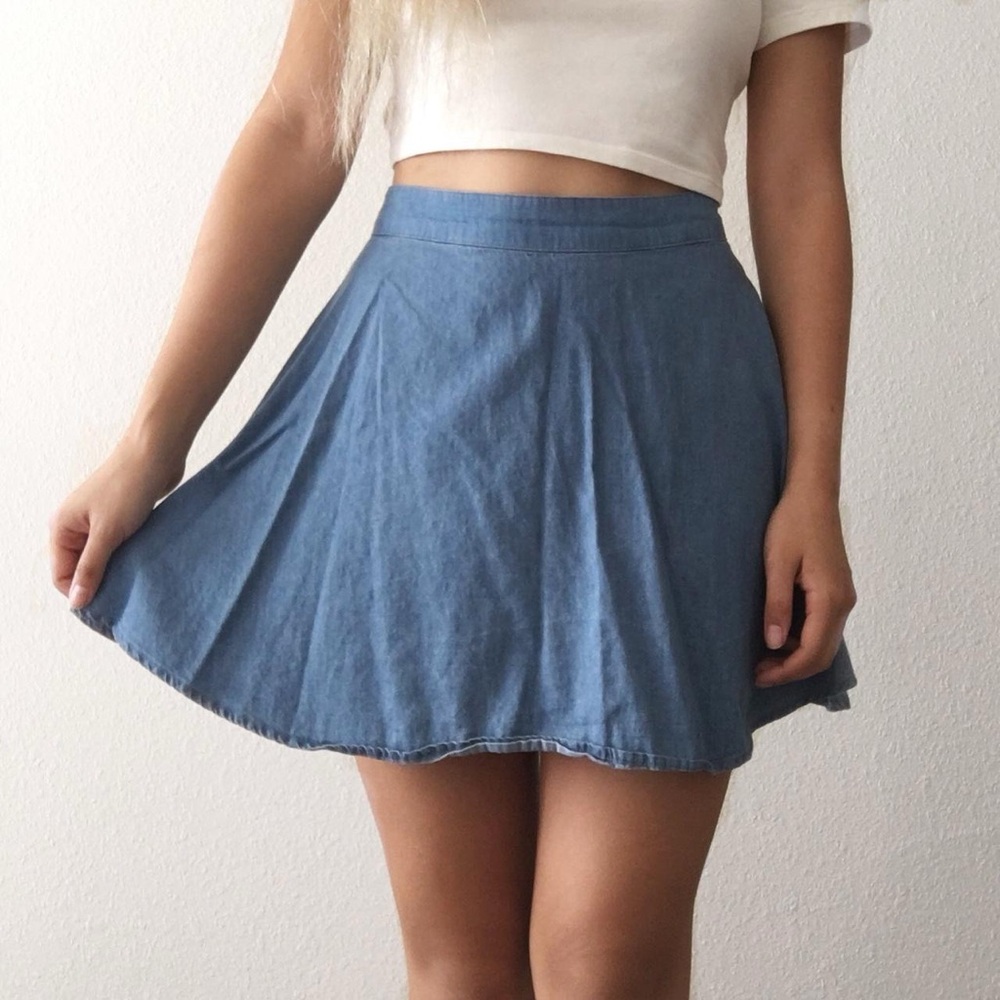 Forever 21 Light Denim A-Line Circle Skirt